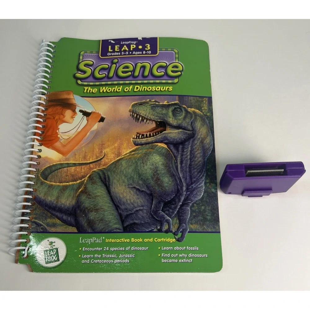 Vintage LeapFrog LeapPad Science World of Dinosaurs‎ Book & Cartridge LEAP-3